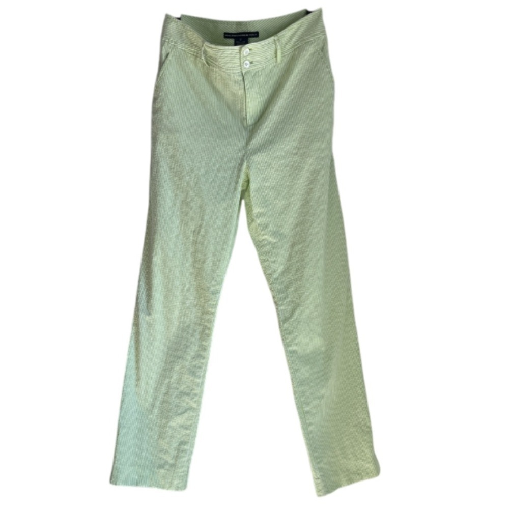 Ralph Lauren Golf Women’s Pants- Green/White Seersucker Straight Leg - 2